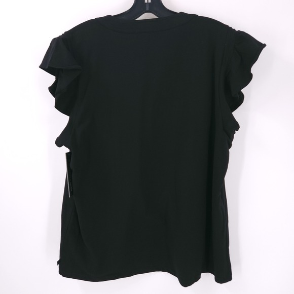 Karl Lagerfeld Paris Studded Ruffle Knit Black Short Sleeve Top Womens Size XL - Picture 8 of 10